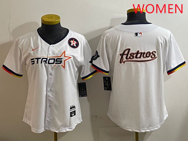 Women Houston Astros Blank White three generations Joint Name Nike 2025 MLB Jersey style 19